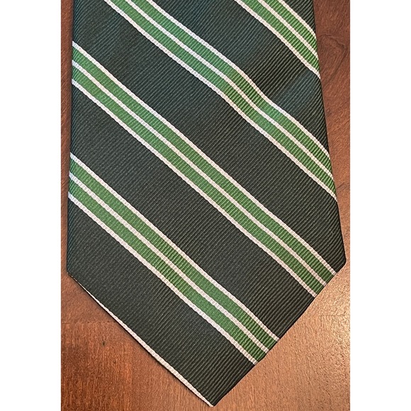 Bellissima Cravatte Repp Green 100% Silk Men’s Neck Tie Made In China - Picture 1 of 9